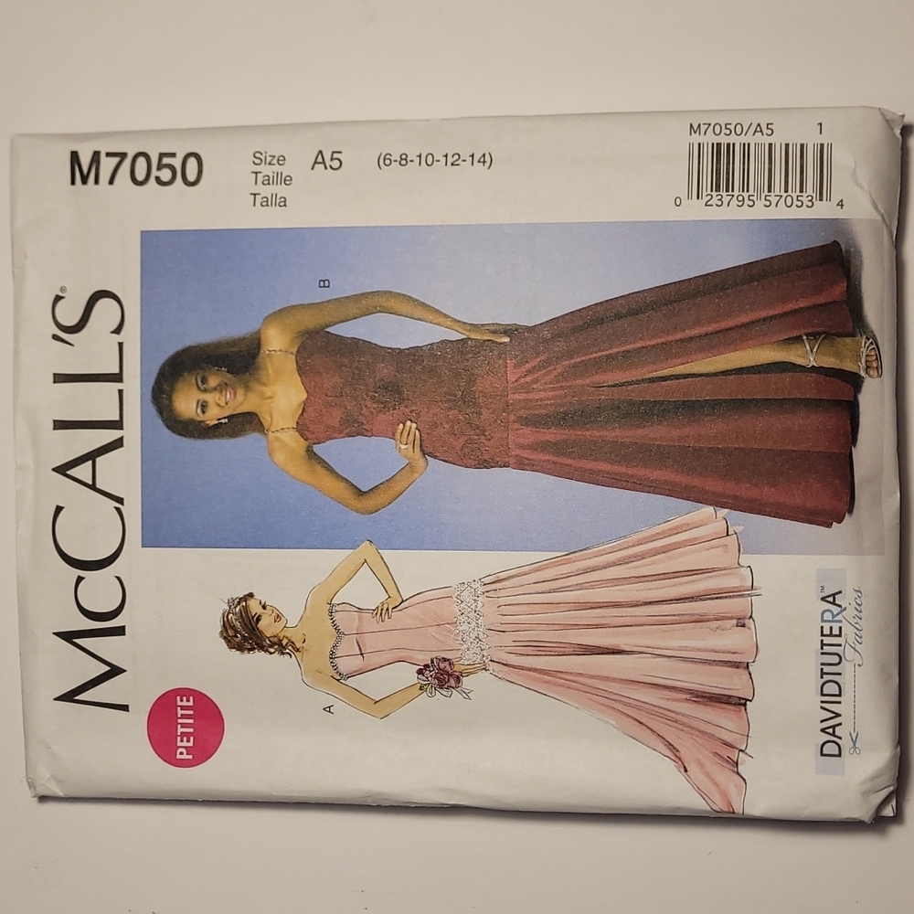 Uncut McCall's M7050 Petite Sleeveless Full Length Gown Sewing Pattern